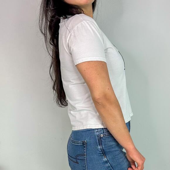 Off White Embroidered Green Plant Short Sleeve Tee - Picture 3 of 5